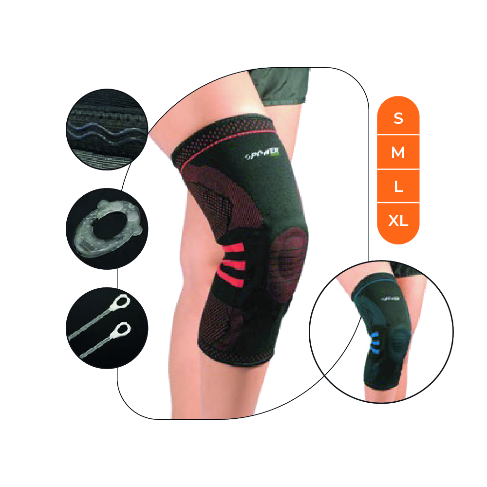 Rodillera con soporte de gel y varillas flexibles