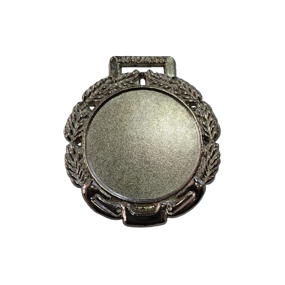 Medalla plata circular letras  diamante en la parte superior