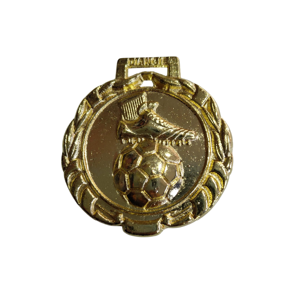 Medalla oro circular alto relieve pie balon