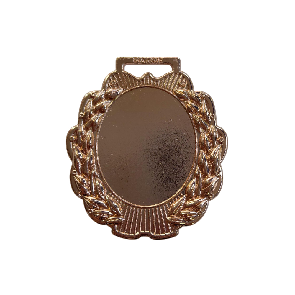 Medalla bronce ovalado hojas c/relieve