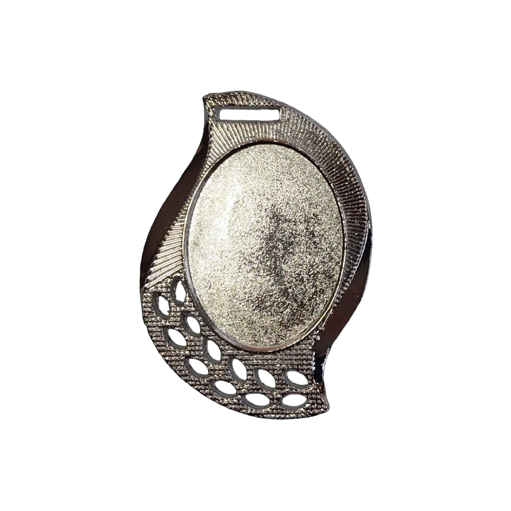 Medalla plata c/relieve forma de hoja