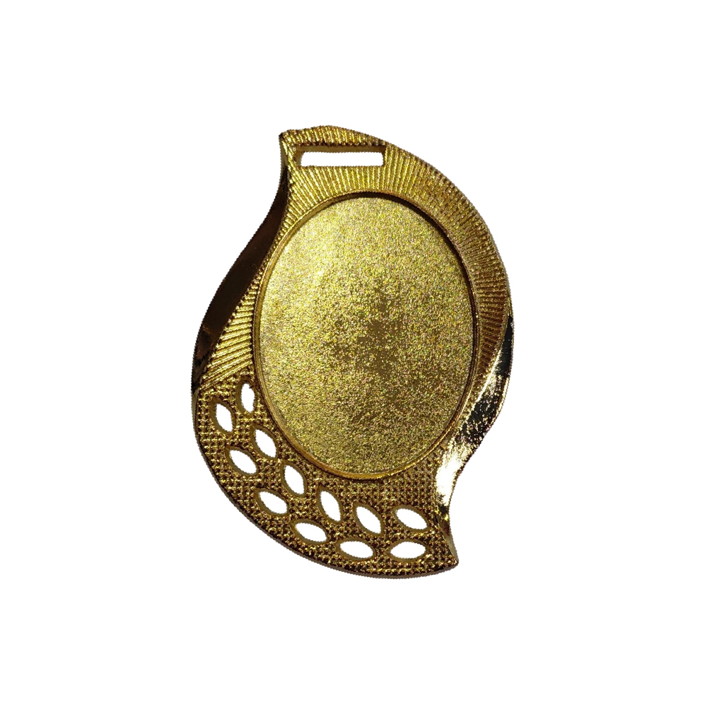 Medalla oro c/relieve forma de hoja