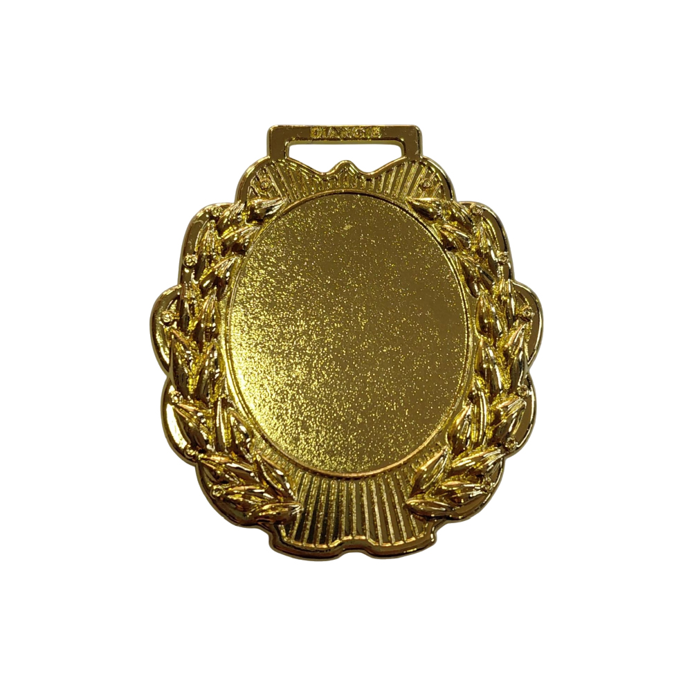 Medalla oro alto relieve ovalado hojas