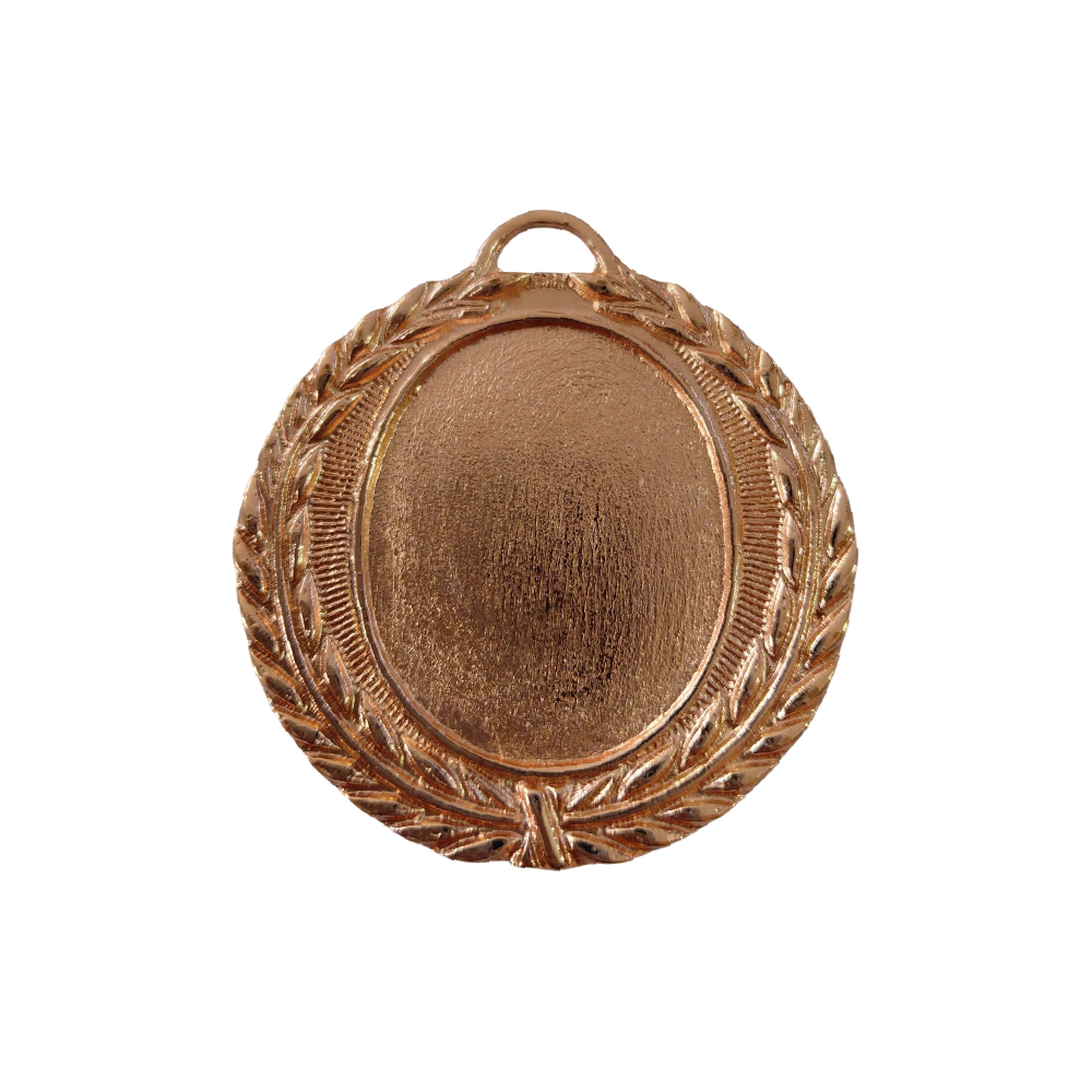 Medalla bronce circular centro ovalado hojas