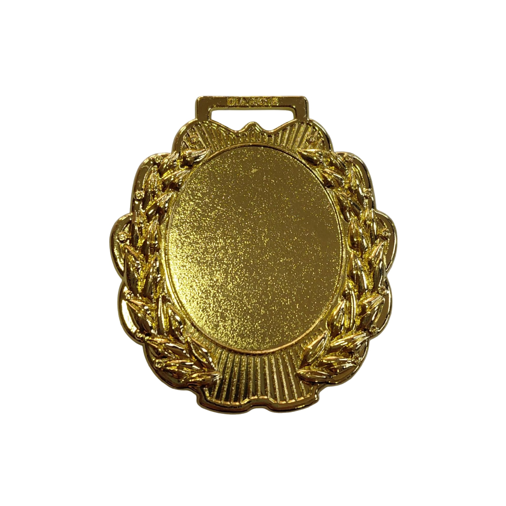Medalla oro alto relieve ovalado hojas