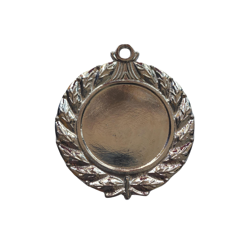 Medalla plata grande circular hojas