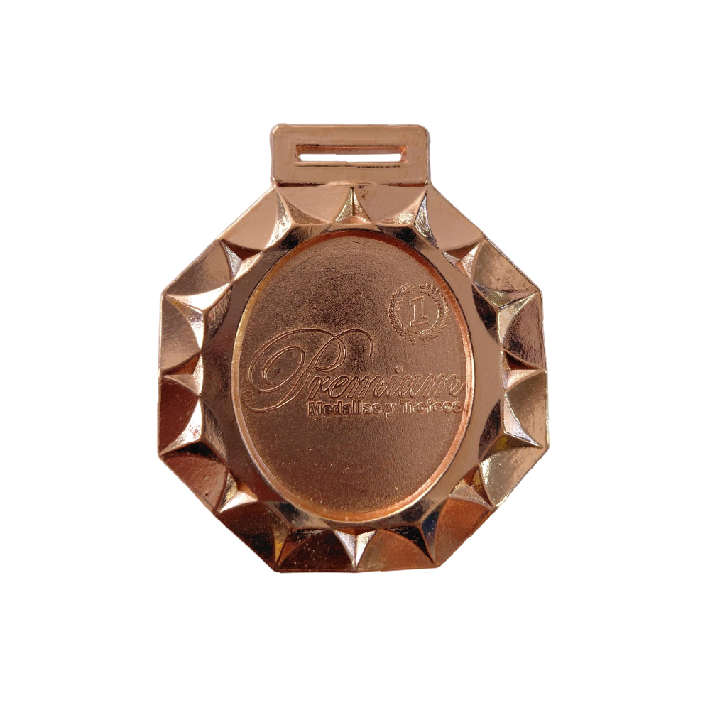 Medalla bronce grande hexagonal sol