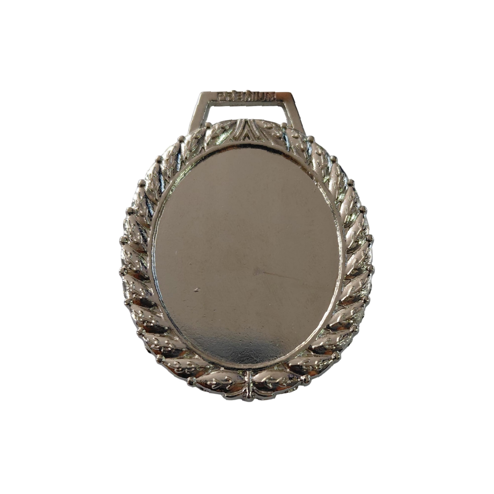 Medalla plata ovalado pequeño laurel