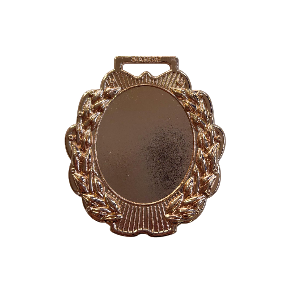 Medalla bronce ovalado hojas c/relieve