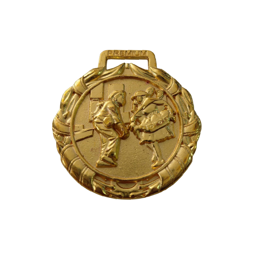 Medalla oro huaylas circular pequeña con relieve
