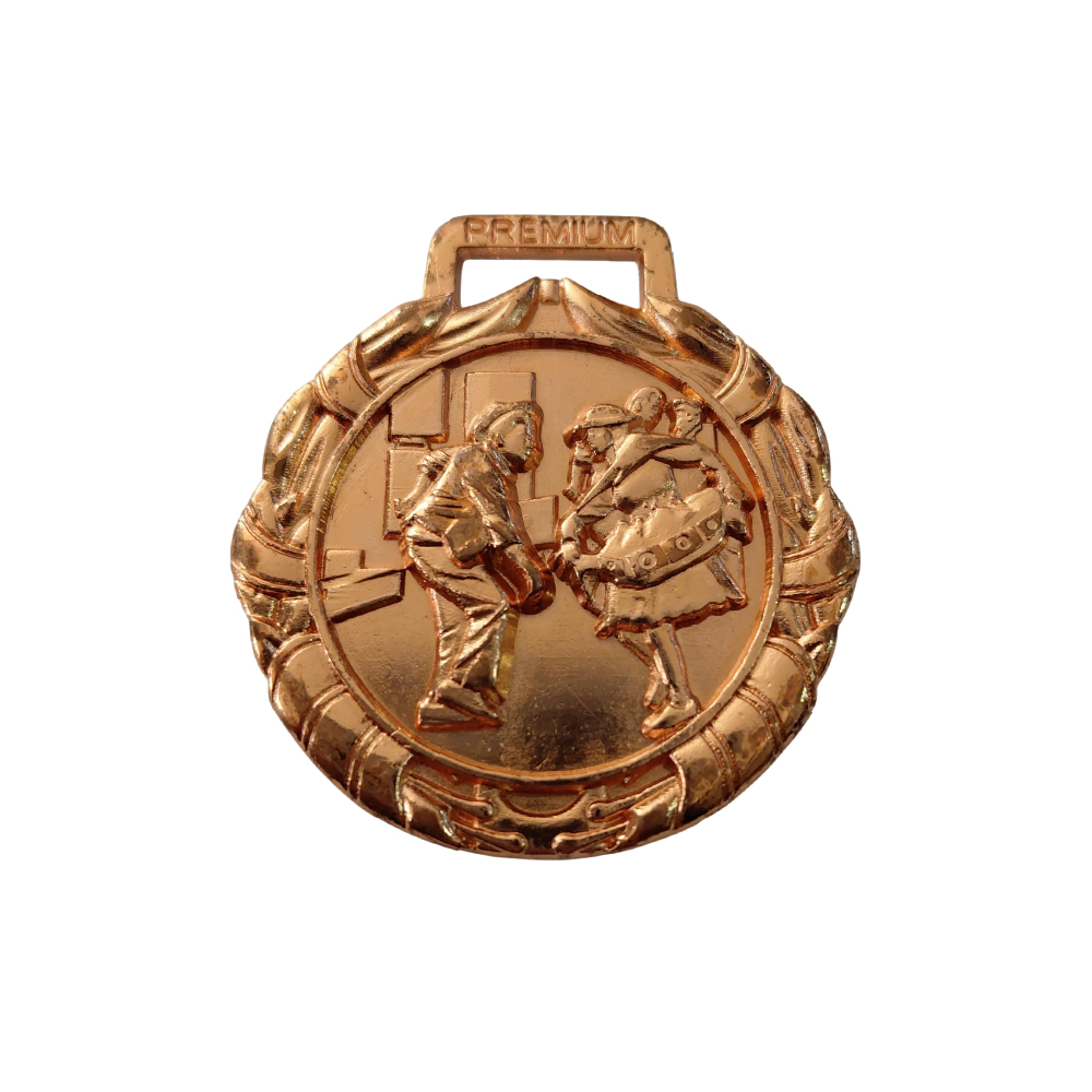 Medalla bronce huaylas circular pequeña con relieve
