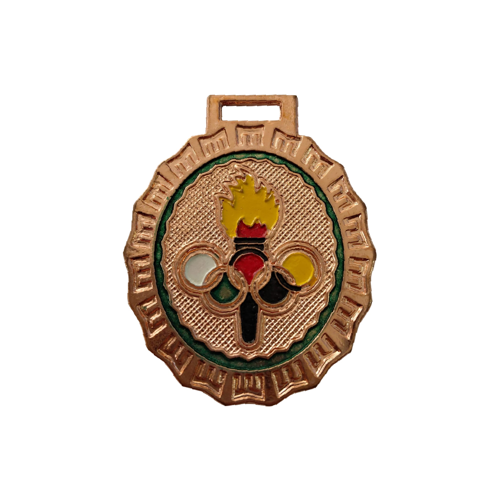 Medalla bronce ovalada antorcha a color