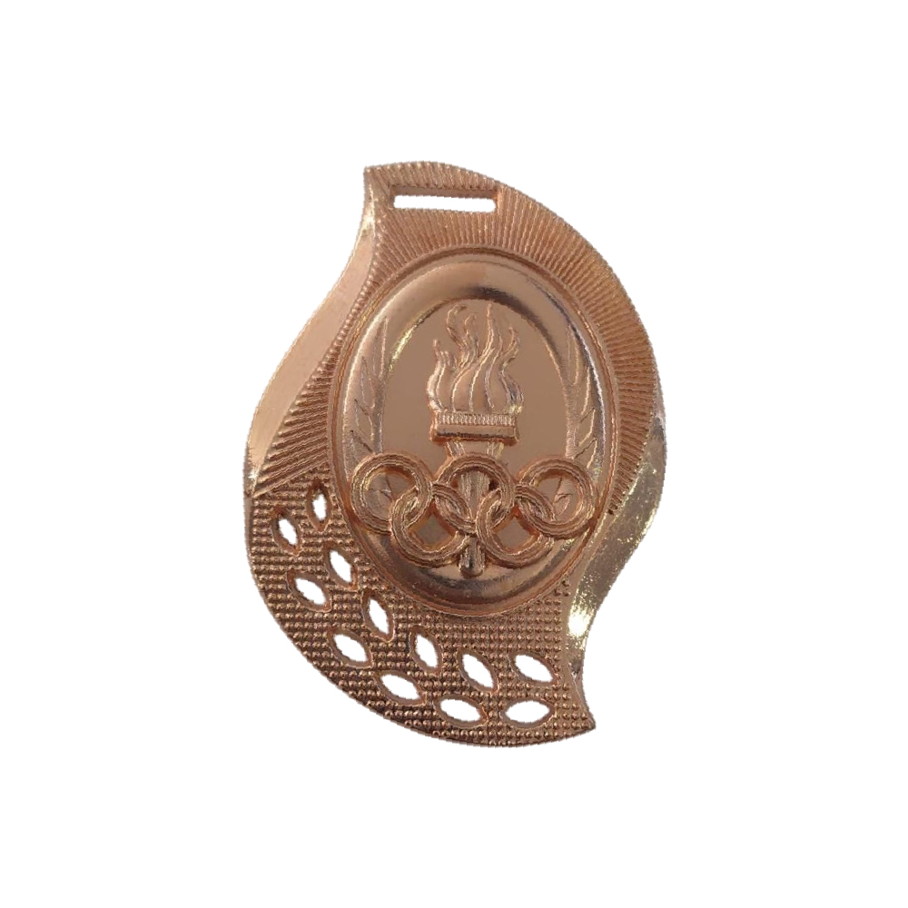 Medalla bronce antorcha  olimpiadas forma de hoja