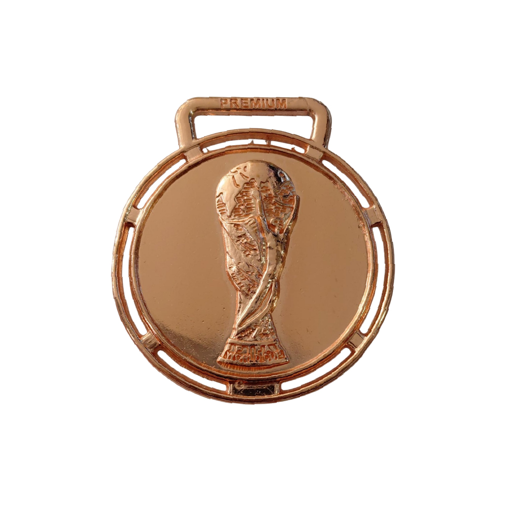 Medalla bronce copa del mundo circular con relieve