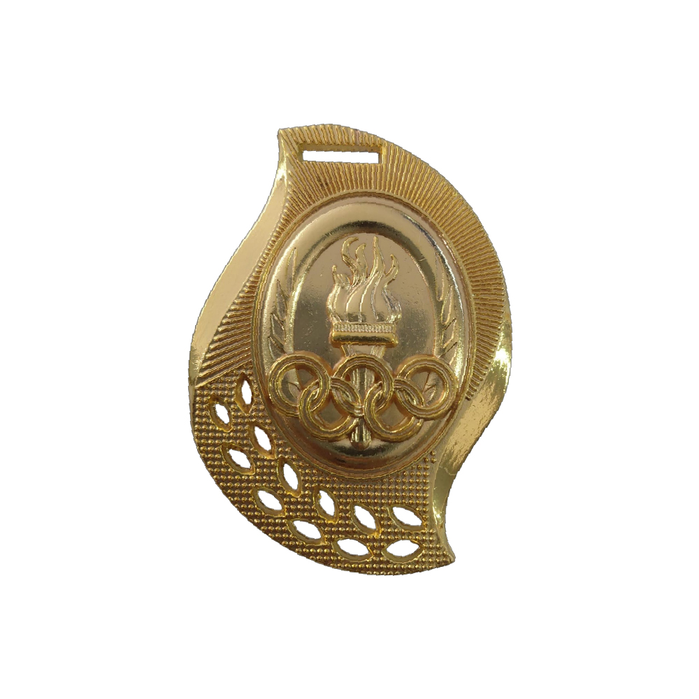 Medalla oro antorcha  olimpiadas forma de hoja