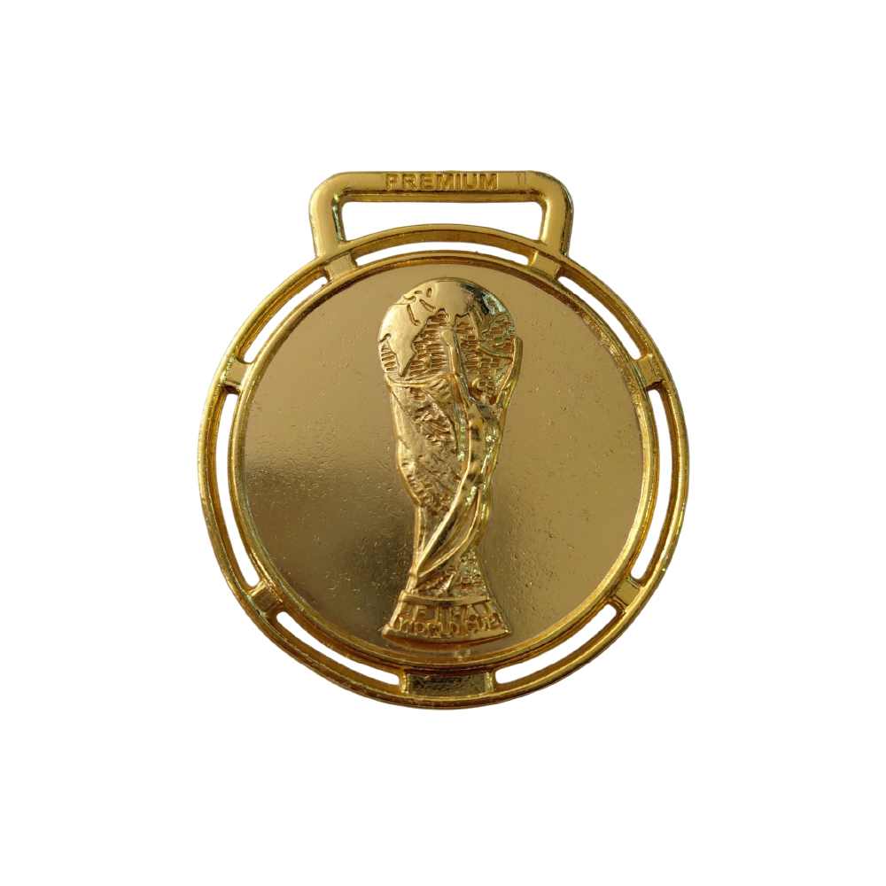 Medalla oro copa del mundo circular con relieve