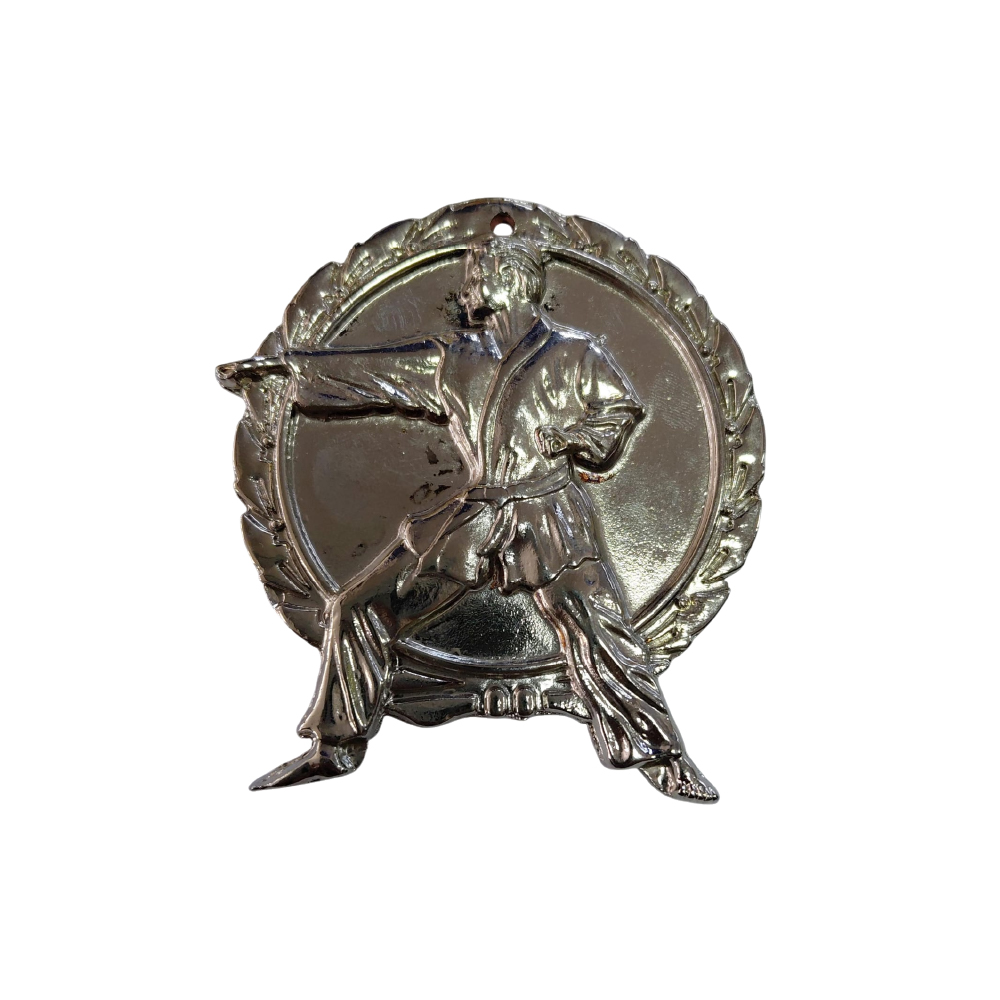 Medalla plata Karate hombre  grande cuerpo entero